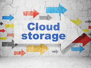 Image showing Security concept: arrow with Cloud Storage on grunge wall background