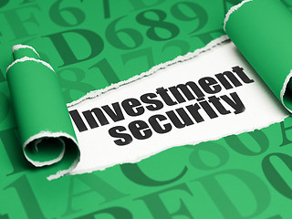 Image showing Safety concept: black text Investment Security under the piece of  torn paper