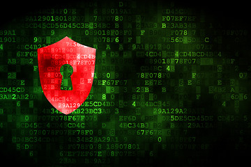 Image showing Security concept: Shield With Keyhole on digital background