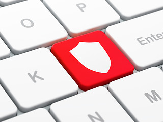 Image showing Privacy concept: Shield on computer keyboard background