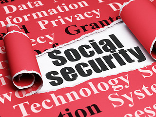 Image showing Security concept: black text Social Security under the piece of  torn paper