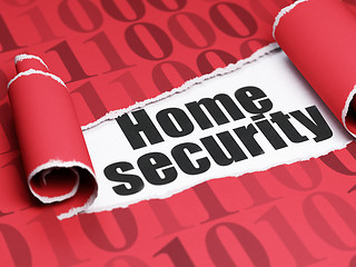 Image showing Protection concept: black text Home Security under the piece of  torn paper