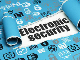 Image showing Safety concept: black text Electronic Security under the piece of  torn paper