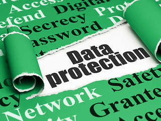 Image showing Safety concept: black text Data Protection under the piece of  torn paper