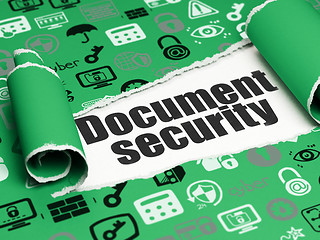 Image showing Protection concept: black text Document Security under the piece of  torn paper