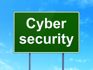 Image showing Privacy concept: Cyber Security on road sign background