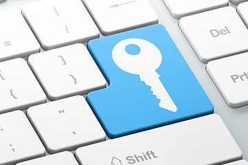 Image showing Security concept: Key on computer keyboard background