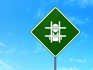 Image showing Law concept: Criminal on road sign background