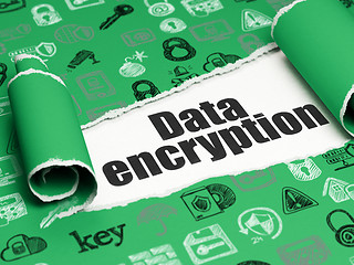 Image showing Safety concept: black text Data Encryption under the piece of  torn paper