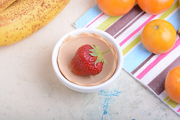 Image showing Fresh organic fruits ( strawberry, banana, mandarin, orange)