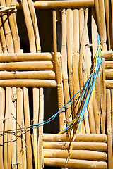Image showing texture bamboo in morocco africa blue closeup