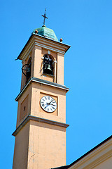 Image showing ancien clock tower in italy europe   stone and bell