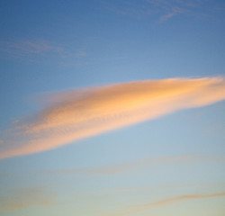 Image showing sunrise in the colored sky white soft clouds and abstract backgr