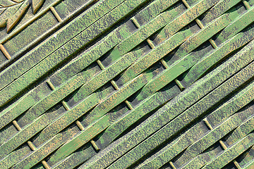 Image showing Green metal texture with patches of rust steel on its surface, taken outdoor