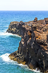 Image showing hervideros brown rock in   water   summer 