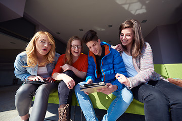 Image showing students group working on school  project  together