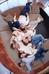 Image showing friends group get relaxed at home