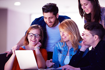 Image showing students group working on school  project  together