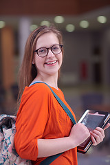 Image showing student girl with tablet computer