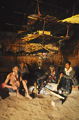 Image showing Men around fire in Nagaland, India