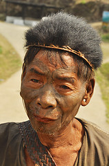 Image showing Old mans face in Nagaland, India