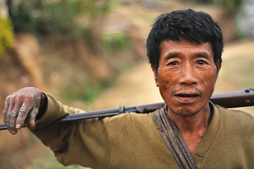 Image showing Man with rifle in Nagaland, India