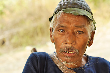 Image showing Old mans face in Nagaland, India