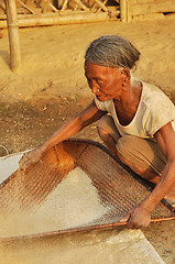 Image showing Old woman sifting in Nagaland, India