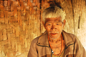 Image showing Old man portrait in Nagaland, India