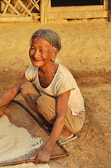 Image showing Smiling old woman in Nagaland, India