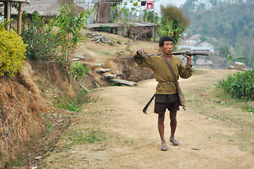 Image showing Man with rifle in Nagaland, India