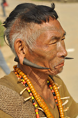 Image showing Portrait of old man in Nagaland, India