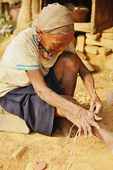 Image showing Old woman at work in Nagaland, India
