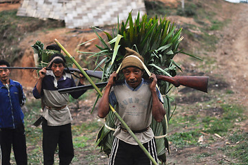 Image showing Men with rifles in Nagaland, India