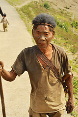 Image showing Old warrior in Nagaland, India