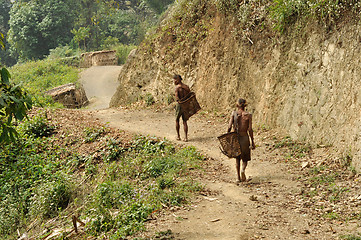 Image showing Young men working in Nagaland, India