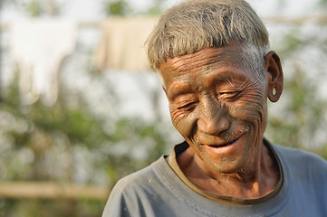 Image showing Portrait of old man in Nagaland, India