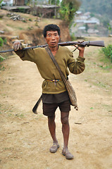 Image showing Man with rifle in Nagaland, India