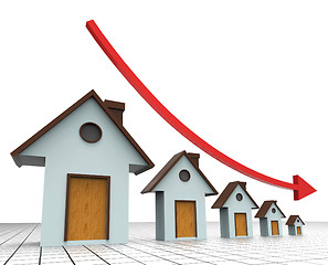 Image showing House Prices Decreasing Shows Real Estate Agent And Buildings