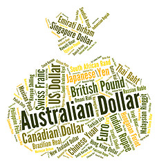 Image showing Australian Dollar Shows Forex Trading And Banknote