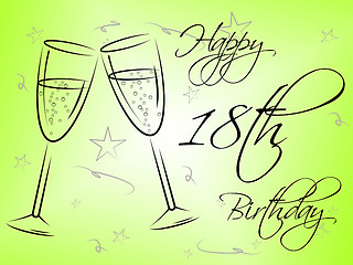 Image showing Happy Eighteenth Birthday Represents Greetings Greeting And Celebrations