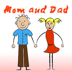 Image showing Mom And Dad Indicates Motherhood Offspring And Family