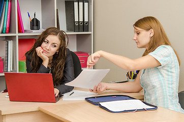 Image showing Visitor records show sad office specialist