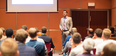 Image showing Speaker Giving a Talk at Business Meeting.