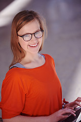 Image showing student girl with laptop computer