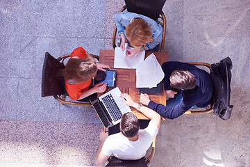 Image showing students group working on school  project  together