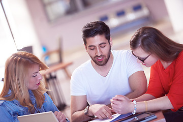 Image showing students group working on school  project  together