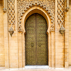 Image showing old door in morocco africa ancien and wall ornate brown