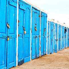 Image showing in africa morocco  old harbor wood   door and the blue sky