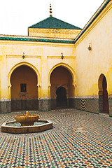 Image showing fountain in morocco antique construction  mousque palace